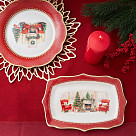 Блюдо CHRISTMAS EVE прямоугольное 28х19см цвет красный (фарфор)