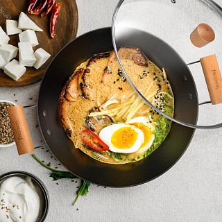 Вок SEAGREEN 32x9,2см / 5л. со стеклянной крышкой (эмалированный чу