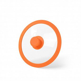 Стеклянная крышка GOURMET 20 см с оранжевым силиконовым ободком